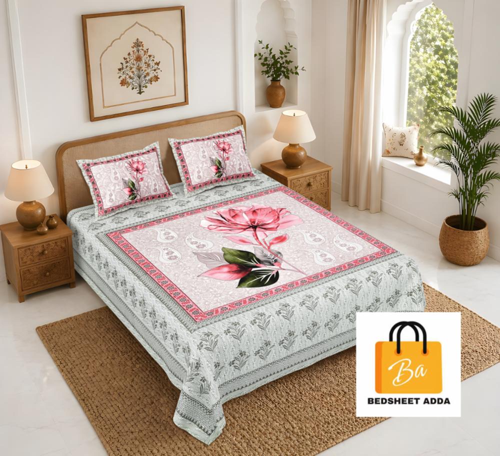 Bedsheet Adda-Double Bedsheet-King size-(90*108 inches)