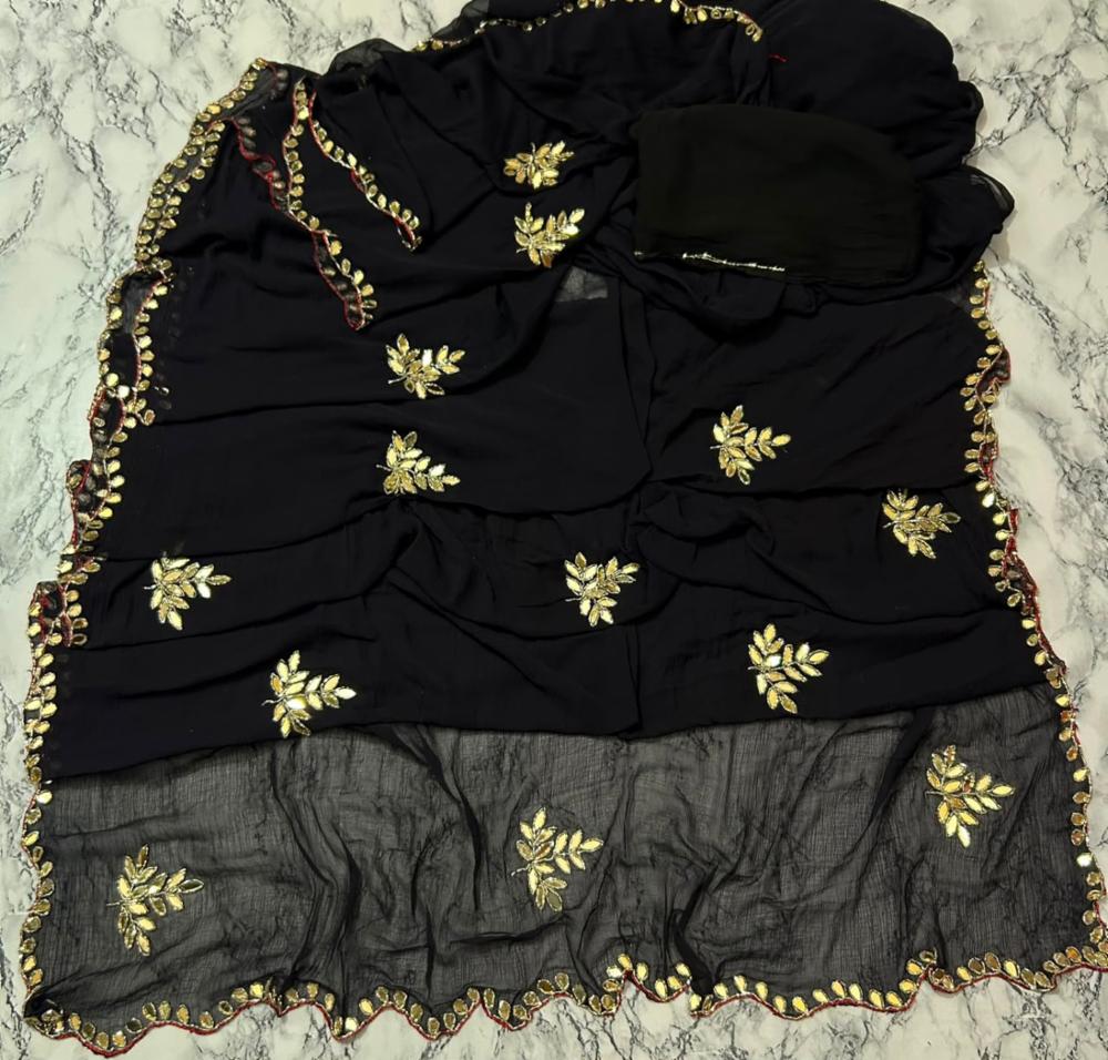Premium Royal Georgette Designer Saree with All-Over Handwork & Cutwork Border