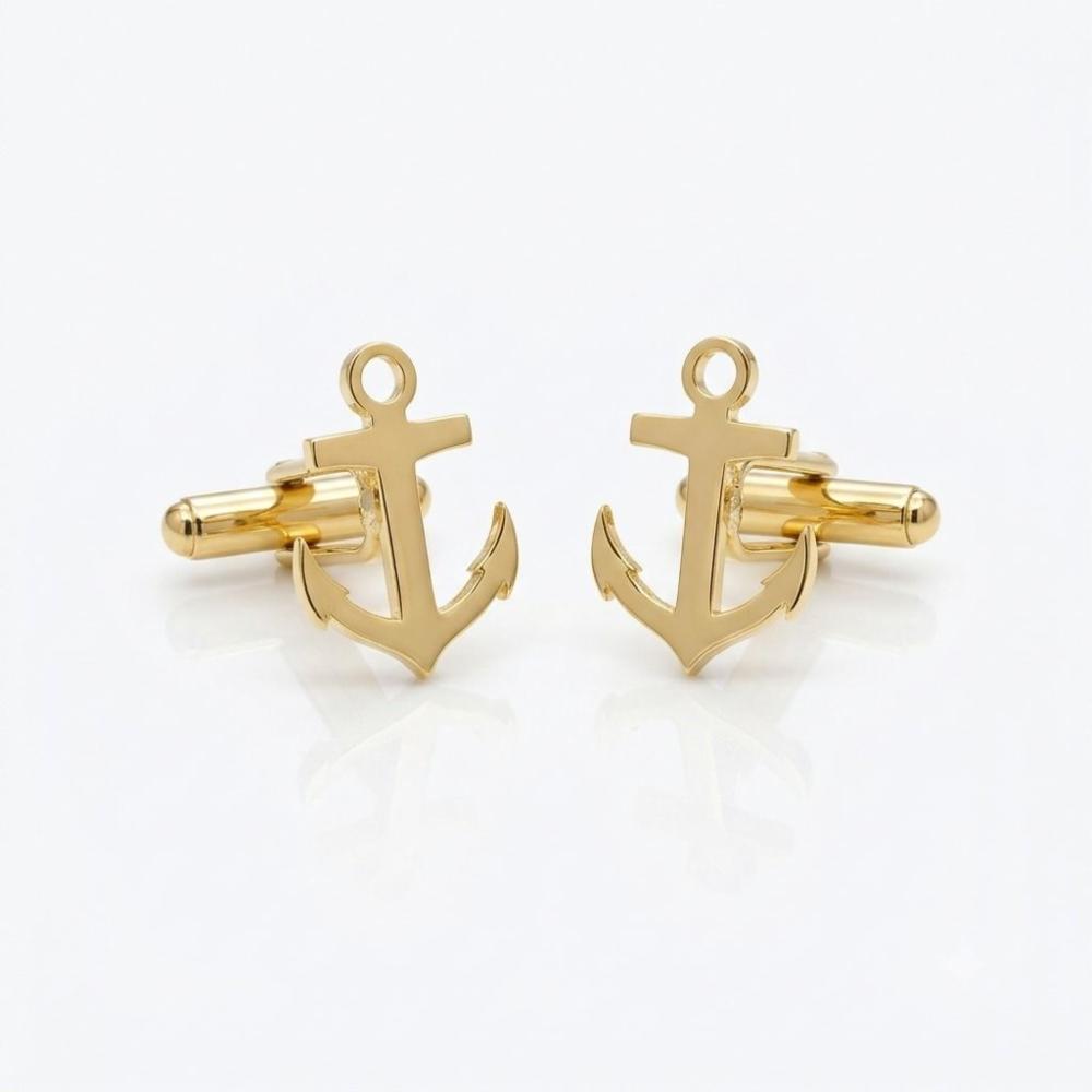 Gold Tone Brass Anchor Cufflinks