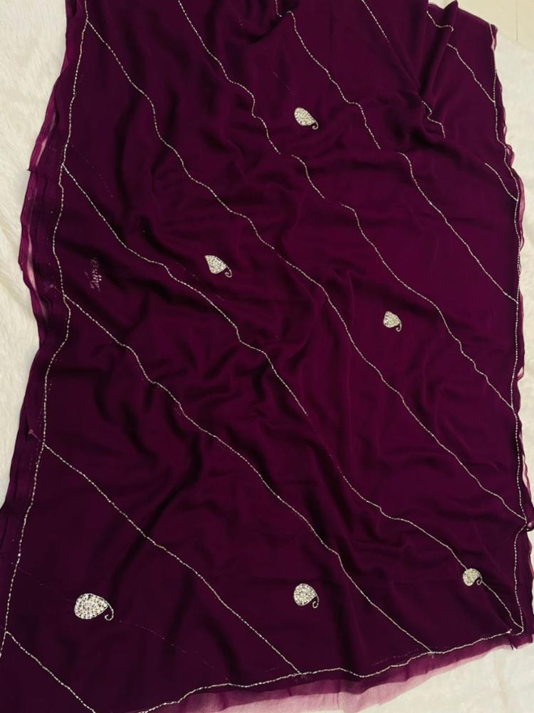 Royal Georgette Katdana Work Saree with Blouse
