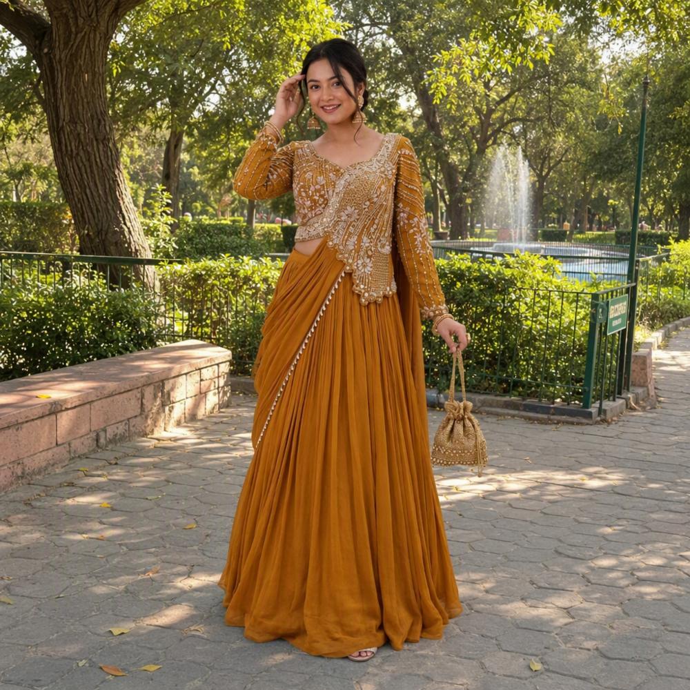 Rangoli Embroidery Sequence Work Lehenga Choli Set with Dupatta