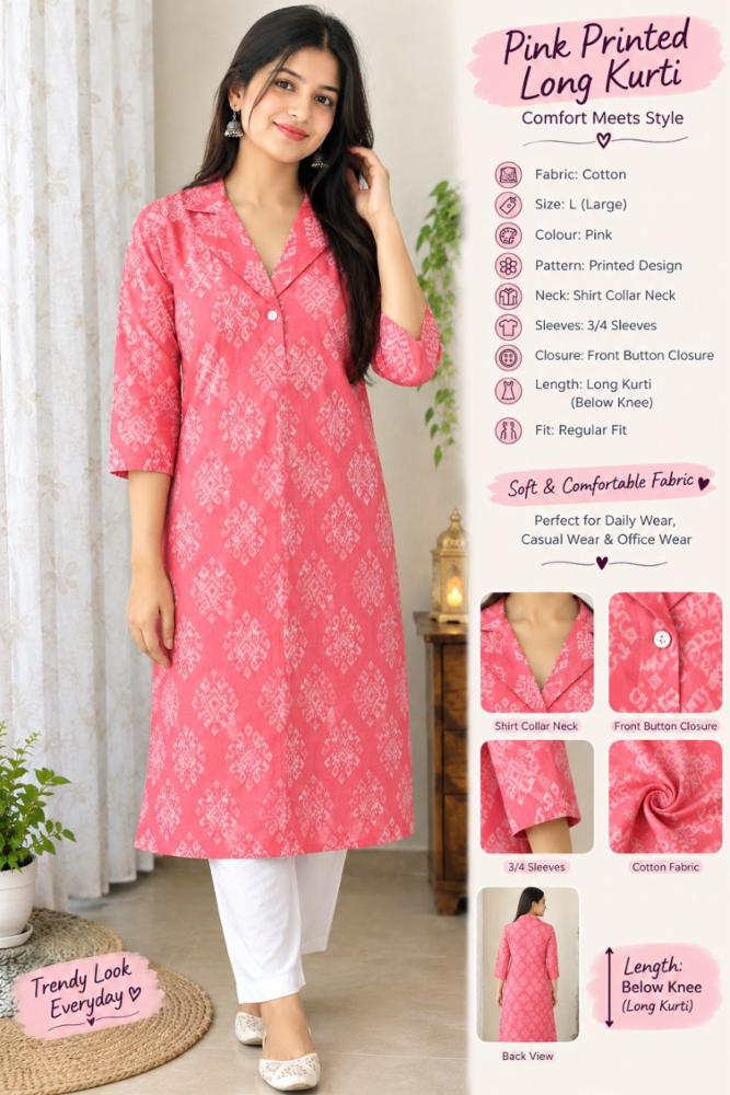 Printed Cotton Kurti for Women