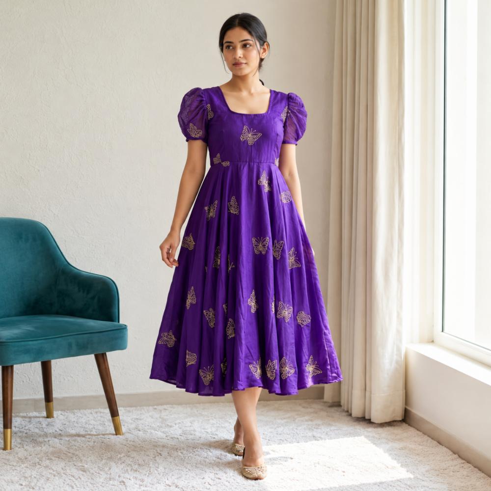 Rangoli Silk Gown with Beads Sequins Work